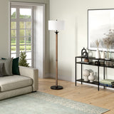 66" Black Traditional Shaped Floor Lamp With White Drum Shade