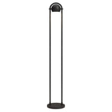 64" Black Column Floor Lamp With Black Globe Shade