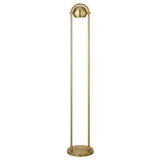 64" Brass Column Floor Lamp With Gold Globe Shade