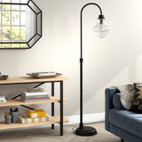 64" Brass Column Floor Lamp With Gold Globe Shade