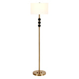 62" Black Traditional Shaped Floor Lamp With White Frosted Glass Drum Shade