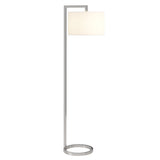 64" Nickel Traditional Shaped Floor Lamp With White Frosted Glass Drum Shade