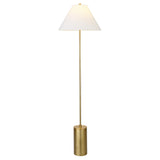 64" Brass Traditional Shaped Floor Lamp With White Frosted Glass Empire Shade