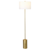 64" Brass Traditional Shaped Floor Lamp With White Frosted Glass Empire Shade