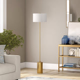 64" Brass Traditional Shaped Floor Lamp With White Frosted Glass Empire Shade