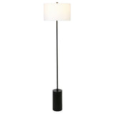 64" Black Traditional Shaped Floor Lamp With White Frosted Glass Empire Shade