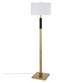 62" Black Traditional Shaped Floor Lamp With White Frosted Glass Drum Shade