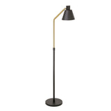 63" Black Reading Floor Lamp With Black Cone Shade