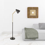 63" Black Reading Floor Lamp With Black Cone Shade