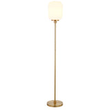 69" Brass Novelty Floor Lamp With White Frosted Glass Globe Shade