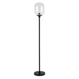 69" Black Novelty Floor Lamp With Clear Seeded Glass Globe Shade