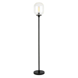 69" Black Novelty Floor Lamp With Clear Seeded Glass Globe Shade