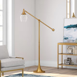 69" Black Novelty Floor Lamp With Clear Seeded Glass Globe Shade