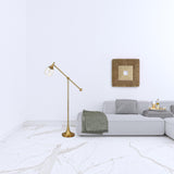 59" Brass Reading Floor Lamp With Clear Transparent Glass Empire Shade