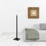 62" Black Traditional Shaped Floor Lamp With White Frosted Glass Drum Shade