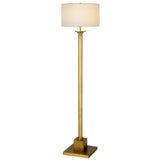 65" Brass Traditional Shaped Floor Lamp With White Frosted Glass Drum Shade