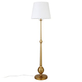 68" Brass Traditional Shaped Floor Lamp With White Frosted Glass Drum Shade