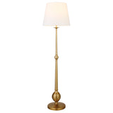 68" Brass Traditional Shaped Floor Lamp With White Frosted Glass Drum Shade