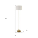 62" Nickel Traditional Shaped Floor Lamp With White Frosted Glass Drum Shade