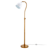 68" Brass Adjustable Reading Floor Lamp With White Frosted Glass Dome Shade