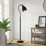 68" Brass Adjustable Reading Floor Lamp With White Frosted Glass Dome Shade