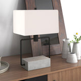 22" Gray and Black Mod Table Lamp With White Rectangular Shade