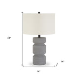 22" Gray and Black Mod Table Lamp With White Rectangular Shade