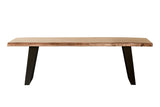 54" Brown And Black Solid Wood And Iron Coffee Table