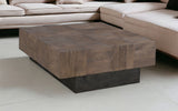 40" Dark Brown And Black Solid Wood Square Coffee Table