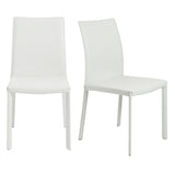 Set of Two Taupe Upholstered Leather Dining Side Chairs