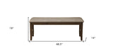 49" Tan and Dark Brown Faux Leather Distressed Upholstery Dining Bench