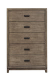 32" Gray Solid Wood Five Drawer Chest