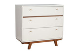 36" Brown and White Solid Wood Three Drawer Chest