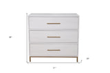 36" White Solid Wood Three Drawer Chest