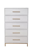 30" White Solid Wood Five Drawer Chest