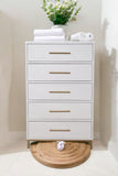 30" White Solid Wood Five Drawer Chest