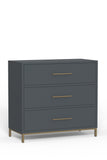 36" Gray Solid Wood Three Drawer Chest