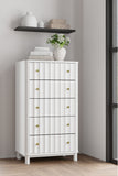 61" White Solid Wood Six Drawer Double Dresser