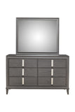 62" Dark Gray Solid Wood Six Drawer Double Dresser