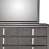 62" Dark Gray Solid Wood Six Drawer Double Dresser