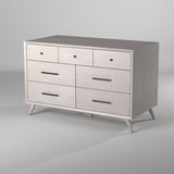 62" Dark Gray Solid Wood Six Drawer Double Dresser