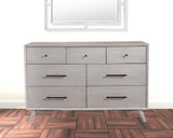 59" Gray Solid Wood Seven Drawer Double Dresser