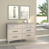 59" Gray Solid Wood Seven Drawer Double Dresser