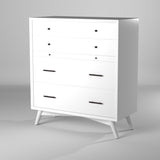 38" White Solid Wood Four Drawer Chest