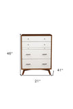 56" Brown and White Solid Wood Seven Drawer Double Dresser