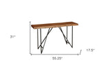 55" Brown and Black Solid and Manufactured Wood Cross Leg Console Table