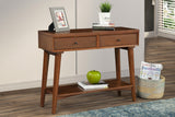 55" Brown and Black Solid and Manufactured Wood Cross Leg Console Table