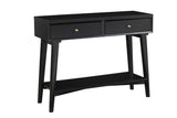 42" Black Solid and Manufactured Wood Floor Shelf Console Table With Storage With Storage