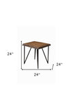 24" Black And Wood Brown Solid Wood End Table