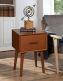 24" Black And Wood Brown Solid Wood End Table